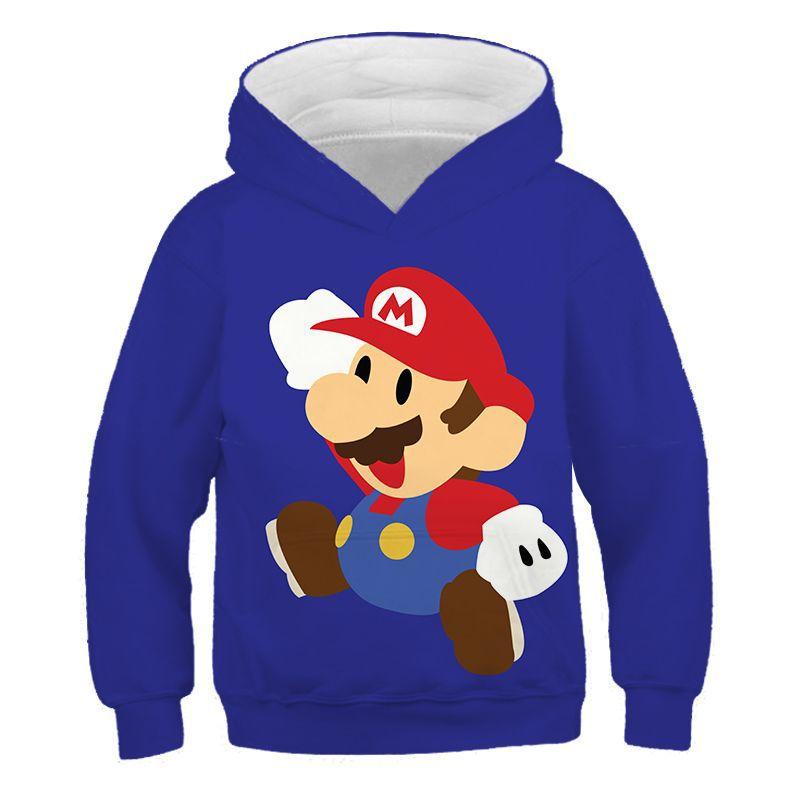 Kid Cartoon Super Mario Game Animation 3D Digital Printing Hoodie - MomyMall Navy 2 / 2-3 Years