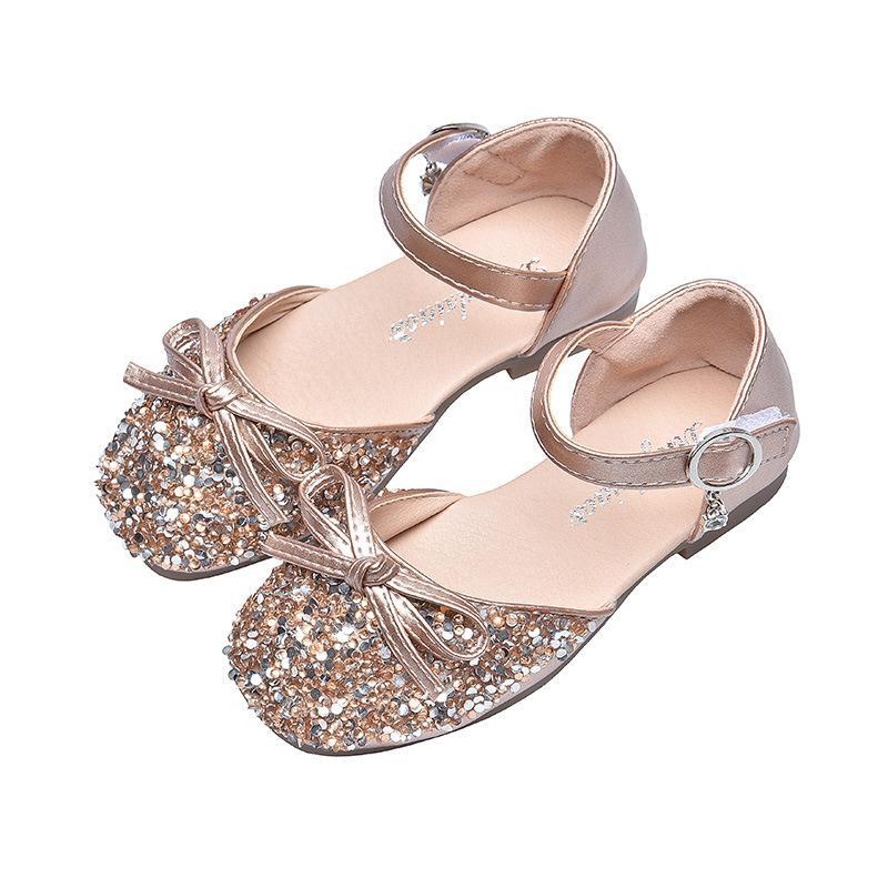 Girl Princess Shoes with Soft Soles Sequined High Heels Show Shoes - MomyMall