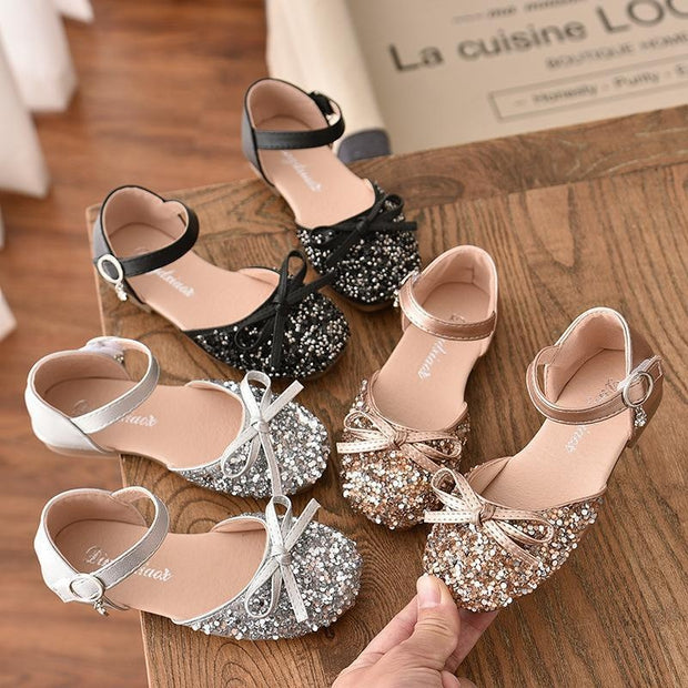 Girl Princess Shoes with Soft Soles Sequined High Heels Show Shoes - MomyMall