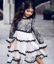 Baby Girls Party Flared Sleeve Lace Pageant Princess Dress 6M-5Y - MomyMall