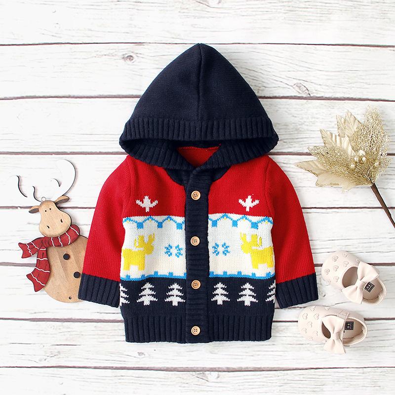 Ins Baby Hot Christmas Hooded Sweater Cartoon Coat - MomyMall