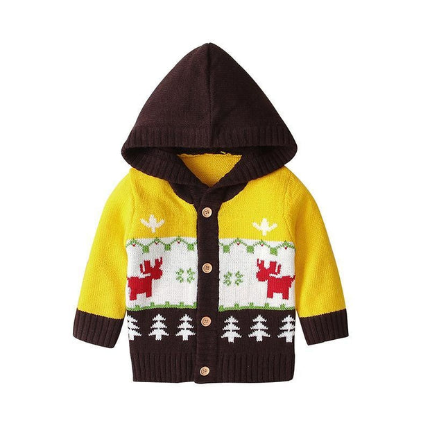 Ins Baby Hot Christmas Hooded Sweater Cartoon Coat - MomyMall