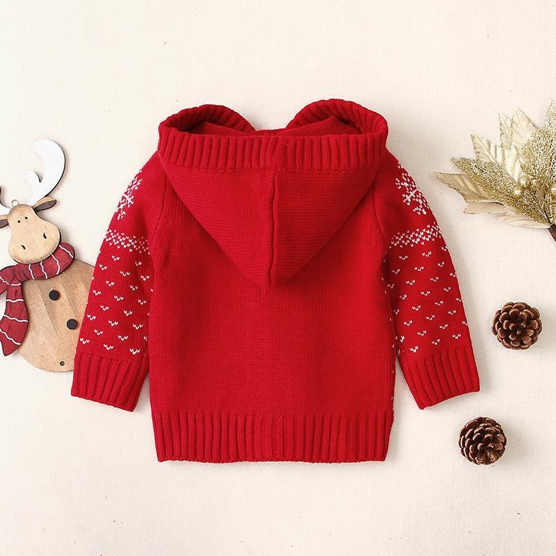 Ins Hooded Knitted Cartoon Baby Sweater Coat - MomyMall