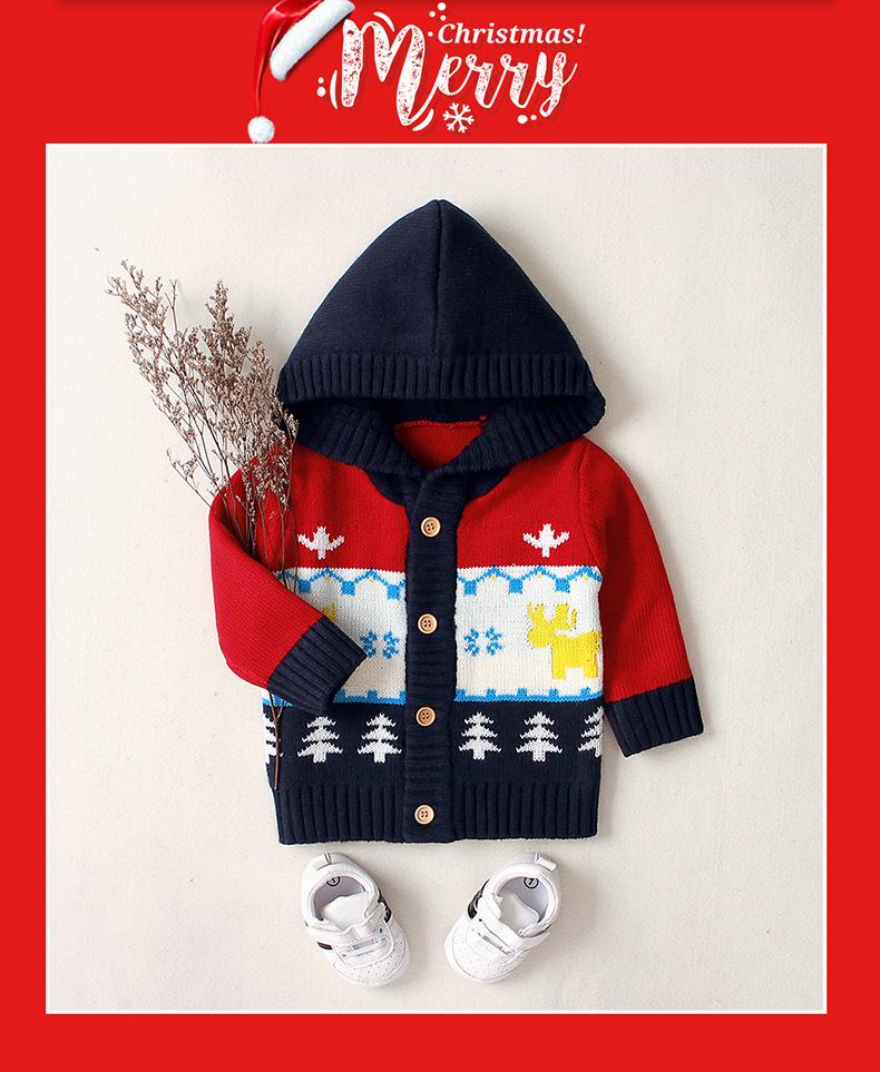 Ins Baby Hot Christmas Hooded Sweater Cartoon Coat - MomyMall