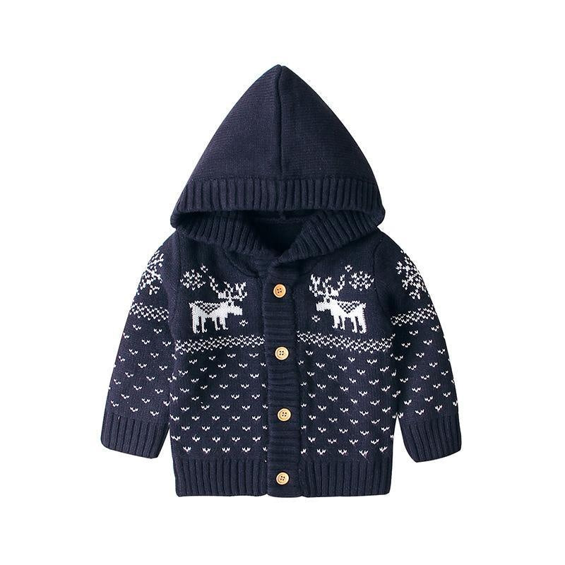 Ins Hooded Knitted Cartoon Baby Sweater Coat - MomyMall