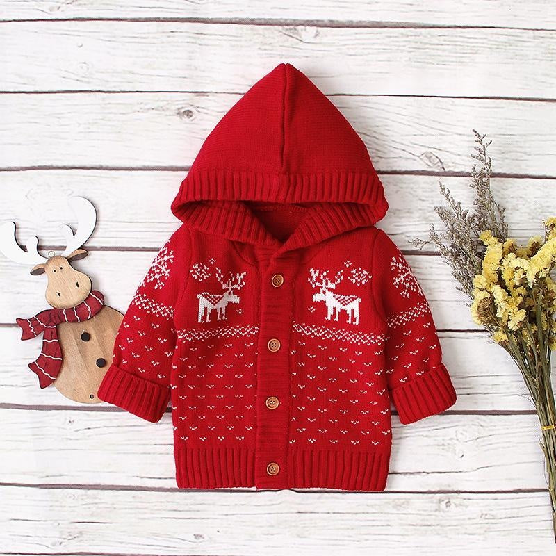 Ins Hooded Knitted Cartoon Baby Sweater Coat - MomyMall