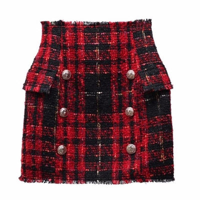 Plaid Tweed Skirt