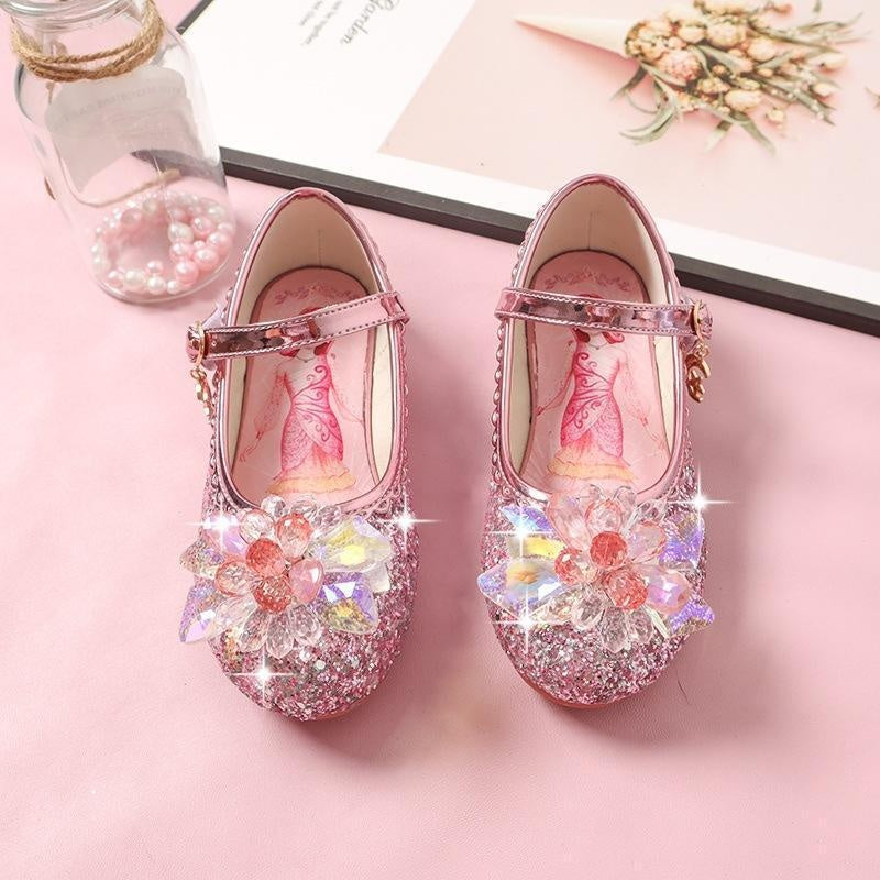 Kids Girl Crystal Shoes Baby Flat Shoes Soft-soled Princess Shoesi - MomyMall