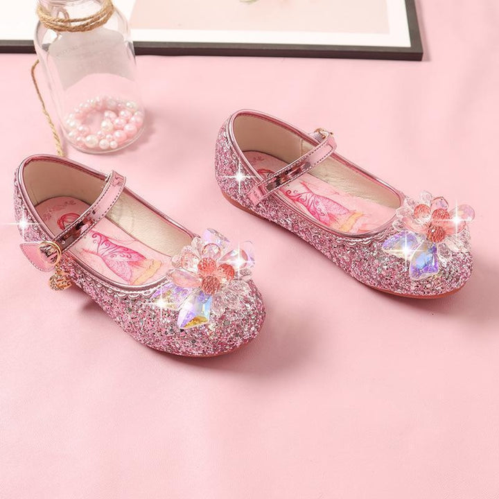 Kids Girl Crystal Shoes Baby Flat Shoes Soft-soled Princess Shoesi - MomyMall