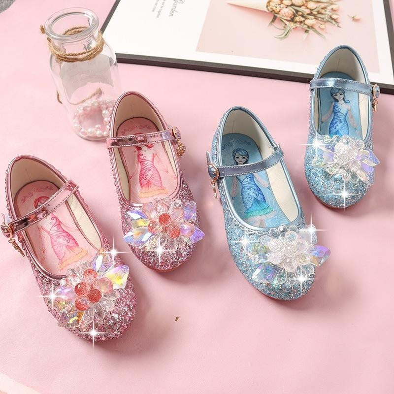 Kids Girl Crystal Shoes Baby Flat Shoes Soft-soled Princess Shoesi - MomyMall