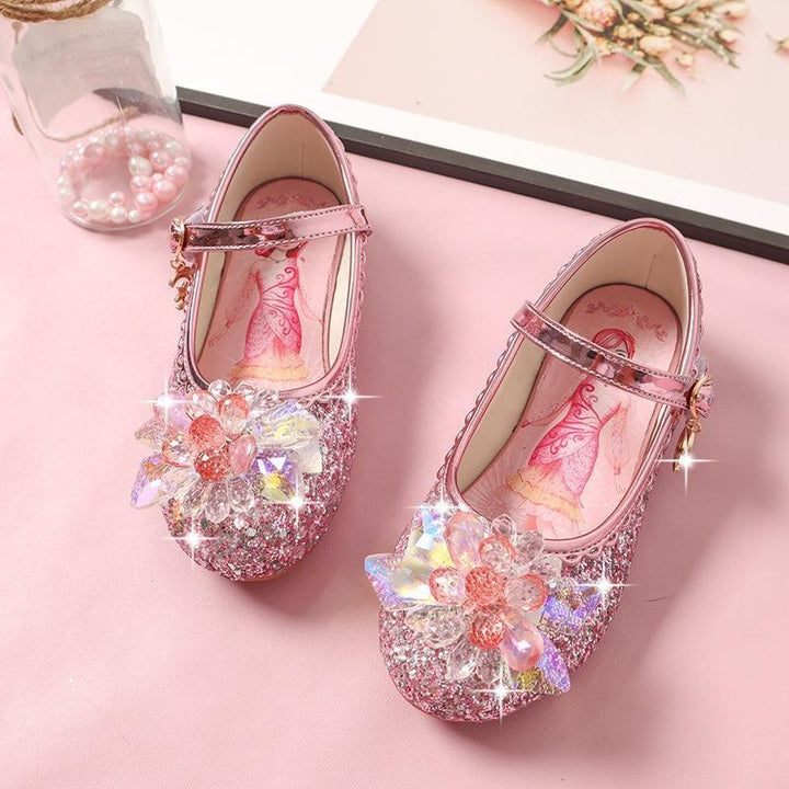 Kids Girl Crystal Shoes Baby Flat Shoes Soft-soled Princess Shoesi - MomyMall