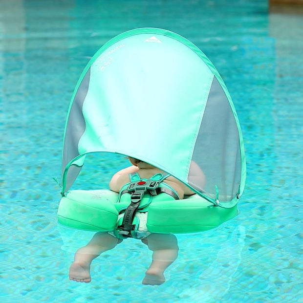 Infant & Toddler Safety Pool Floater With Sunshade - MomyMall green