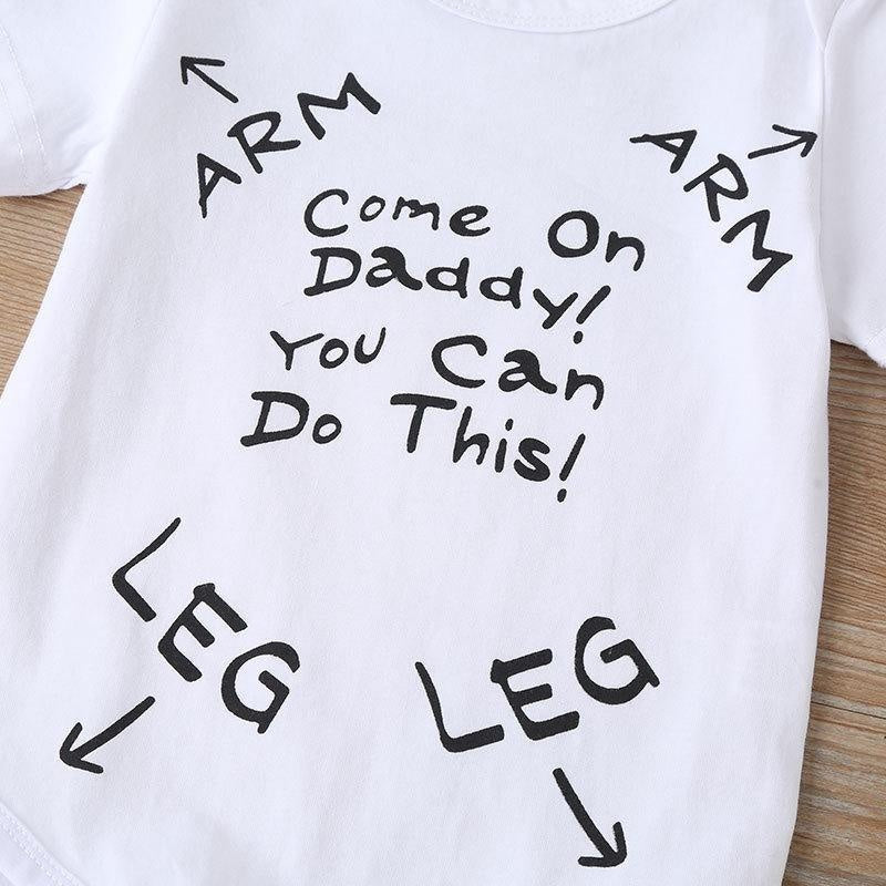 Lovely "Come On Daddy You Can Do This" Letter Printed Baby Romper - MomyMall