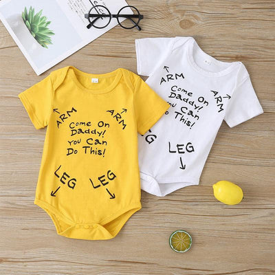 Lovely "Come On Daddy You Can Do This" Letter Printed Baby Romper - MomyMall