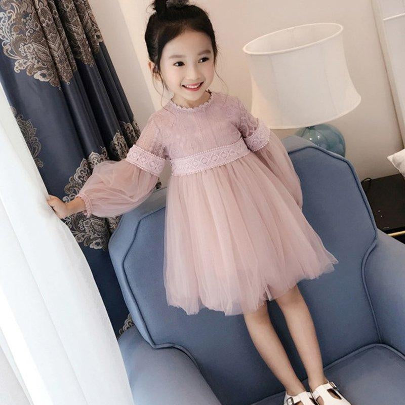 Kids Girl Costume Dresses Lantern Sleeve Wedding Tutu Dress Ball Grown - MomyMall