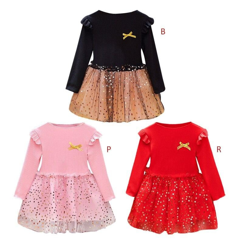 Girls Dress Autumn Fluffy Tops Net Yarn Princess Dress 0-6 Years - MomyMall