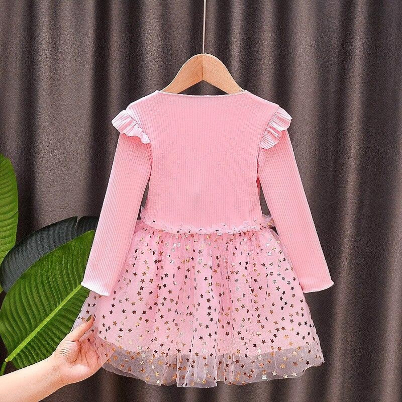 Girls Dress Autumn Fluffy Tops Net Yarn Princess Dress 0-6 Years - MomyMall