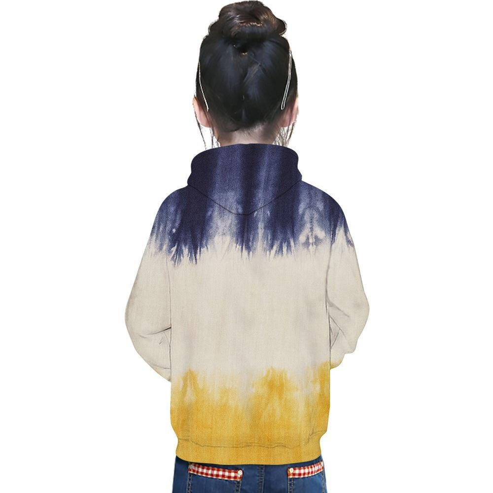 Kids Girl Hot Tie Dye Gradual Digital Printing 3D Sports Leisure Autumn Hoodie - MomyMall