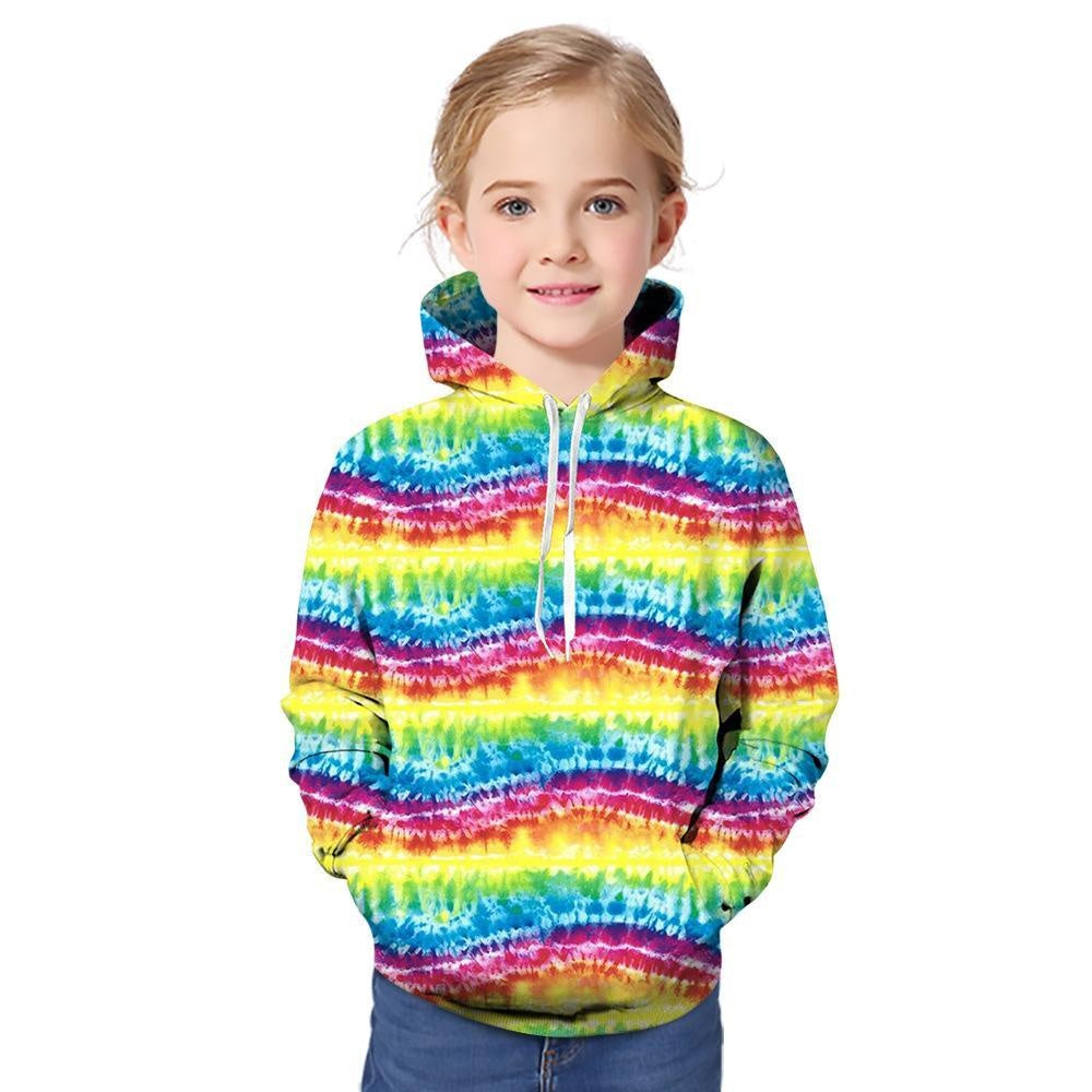 Kids Girl Hot Tie Dye Gradual Digital Printing 3D Sports Leisure Autumn Hoodie - MomyMall Style 2 / 2-3 Years