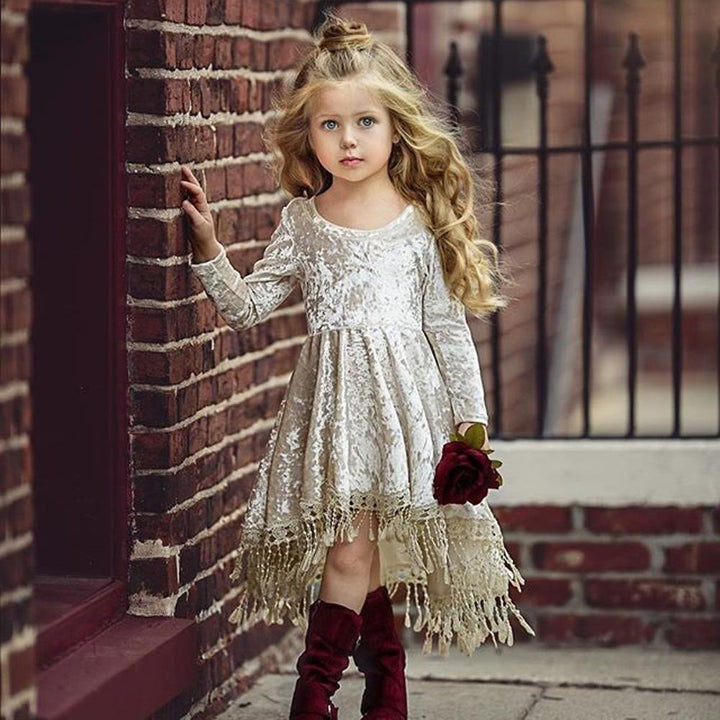 Kids Girls Party Gowns Long Sleeve Baby Dresses - MomyMall