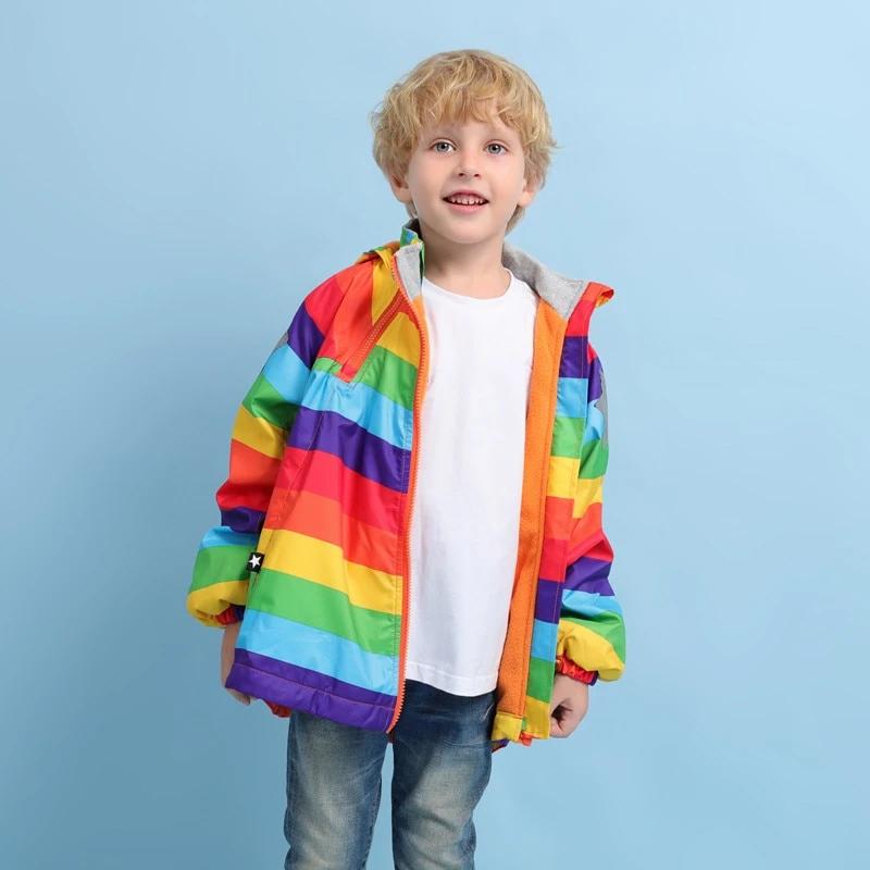 Kids Boys Girls Rainbow Parka Autumn Warm Windbreaker Jacket 2-12 Year - MomyMall rainbow / 1-2 Years