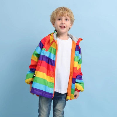 Kids Boys Girls Rainbow Parka Autumn Warm Windbreaker Jacket 2-12 Year - MomyMall rainbow / 1-2 Years