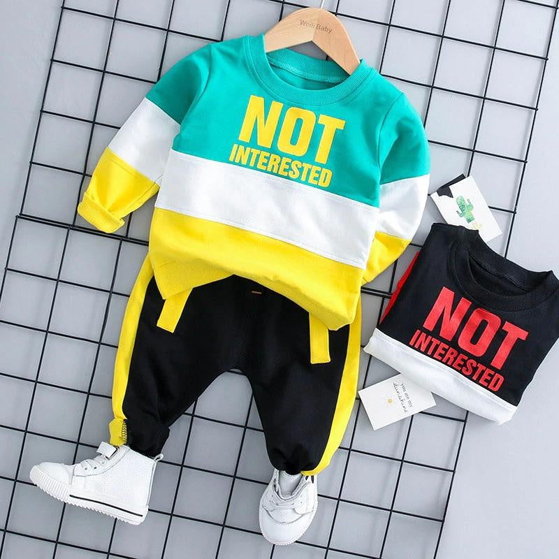 Boys Girls Cotton Patchwork Tops+Bottoms Tracksuit 2Pcs/Set