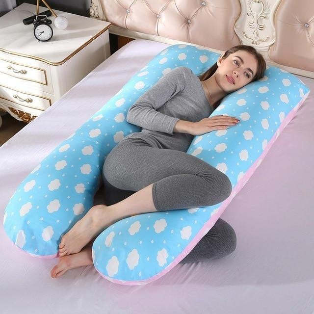 Full Body U-Shape Pregnancy Pillow | Long Side Sleeping Support - MomyMall bluepink