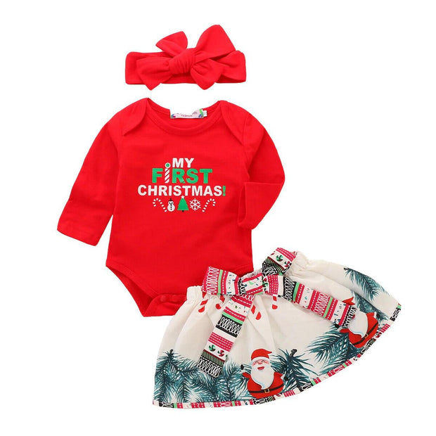 Cute Baby Girl Fashion Ins Christmas Suit 3 Pcs Set - MomyMall