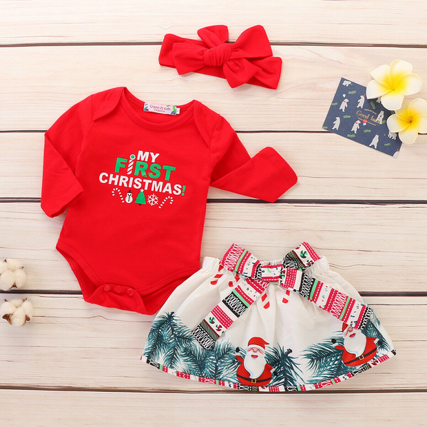 Cute Baby Girl Fashion Ins Christmas Suit 3 Pcs Set - MomyMall