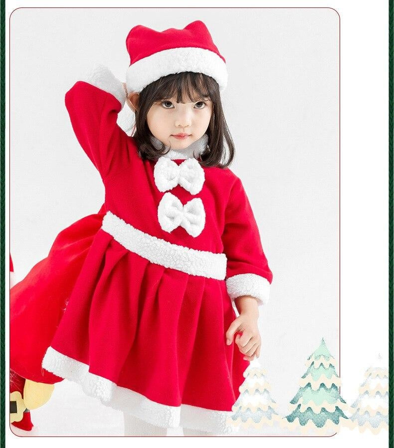 Kids Boy Girl Christmas Santa Claus Thickened Cashmere 2 Pcs Set - MomyMall