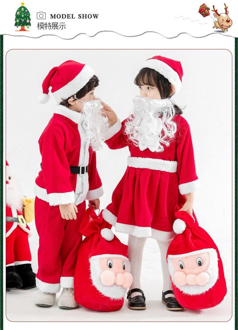 Kids Boy Girl Christmas Santa Claus Thickened Cashmere 2 Pcs Set - MomyMall