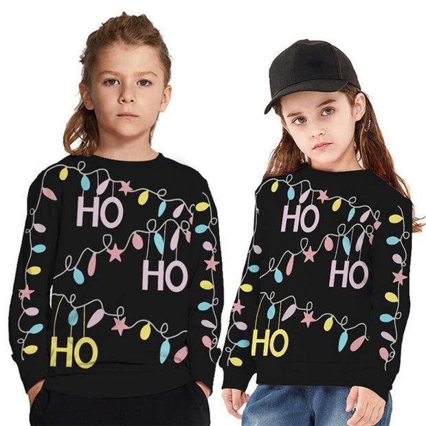 Kids Christmas Elk Digital Printing Warm Long Sleeve Crew Neck Hoodie Sweater - MomyMall style2 / 7-8 Years