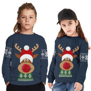 Kids Christmas Elk Digital Printing Warm Long Sleeve Crew Neck Hoodie Sweater - MomyMall style6 / 7-8 Years