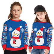 Kids Christmas Elk Digital Printing Warm Long Sleeve Crew Neck Hoodie Sweater - MomyMall style8 / 7-8 Years