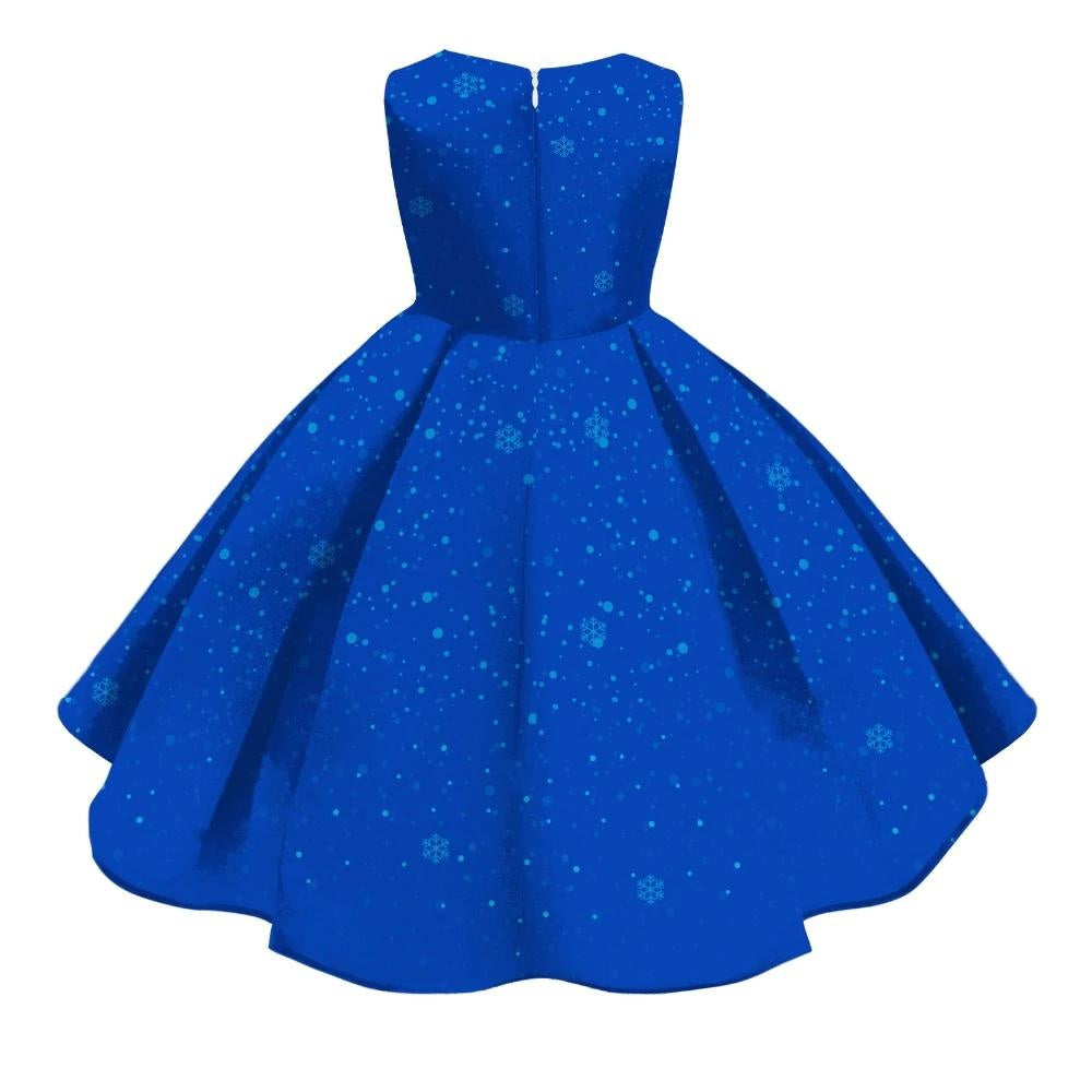 Kids Girl Snowflake Digital Printing Christmas Lovely Sleeveless Princess Dresses - MomyMall