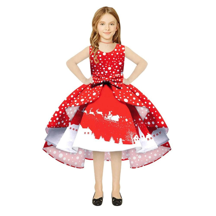 Kids Girl Snowflake Digital Printing Christmas Lovely Sleeveless Princess Dresses - MomyMall style4 / 8-9T