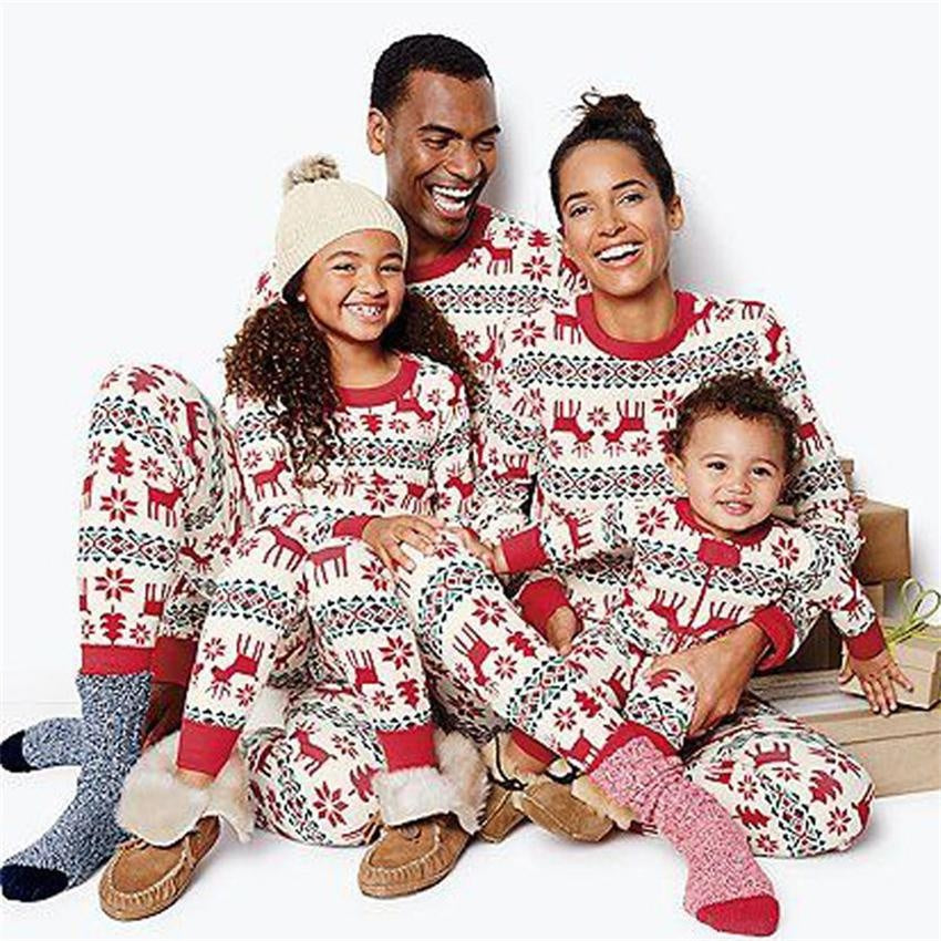 Family Matching Christmas Pajamas Mommy Daughter Clothes Set Family Look Outfits