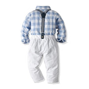 Autumn Cotton Plaid Long Sleeves Baby Boy Set 2 Pcs Formal Christmas Suits - MomyMall