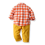 Autumn Cotton Plaid Long Sleeves Baby Boy Set 2 Pcs Formal Christmas Suits - MomyMall