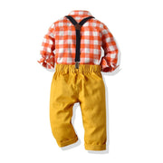 Autumn Cotton Plaid Long Sleeves Baby Boy Set 2 Pcs Formal Christmas Suits - MomyMall