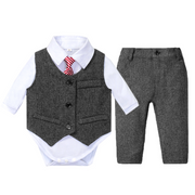 Gentleman Set Baby Boy Suits Wedding Formal Birthday 2 Pcs - MomyMall Grey / 1-2 Years