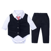 Gentleman Set Baby Boy Suits Wedding Formal Birthday 2 Pcs - MomyMall Black / 1-2 Years