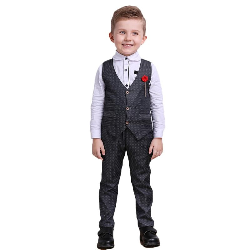 Autumn College British Gentleman Baby Boy Set 2 Pcs Formal Suits - MomyMall Black / 3-4 Years