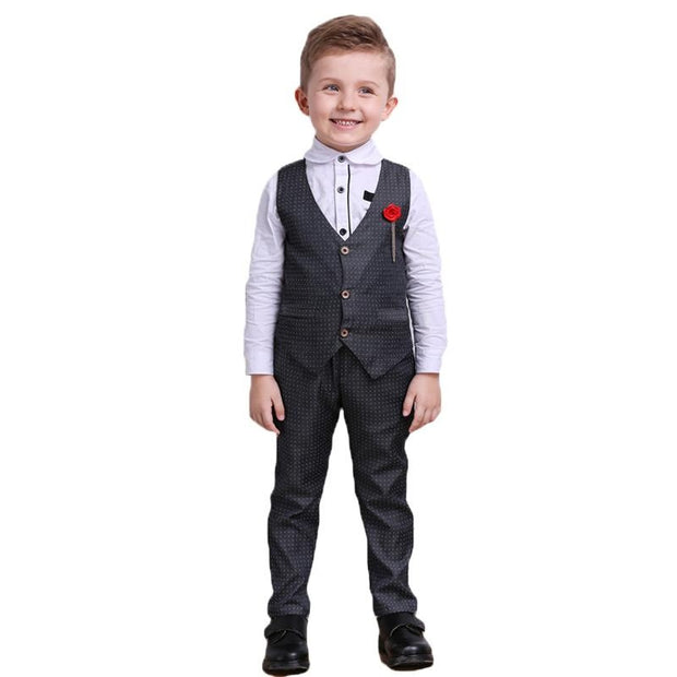 Autumn College British Gentleman Baby Boy Set 2 Pcs Formal Suits - MomyMall Black / 3-4 Years