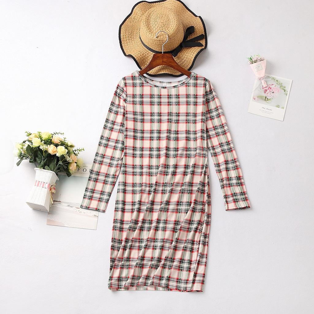 Plaid Mother Daughter Matching Autumn Dresses Parent-child Christmas Dresses - MomyMall