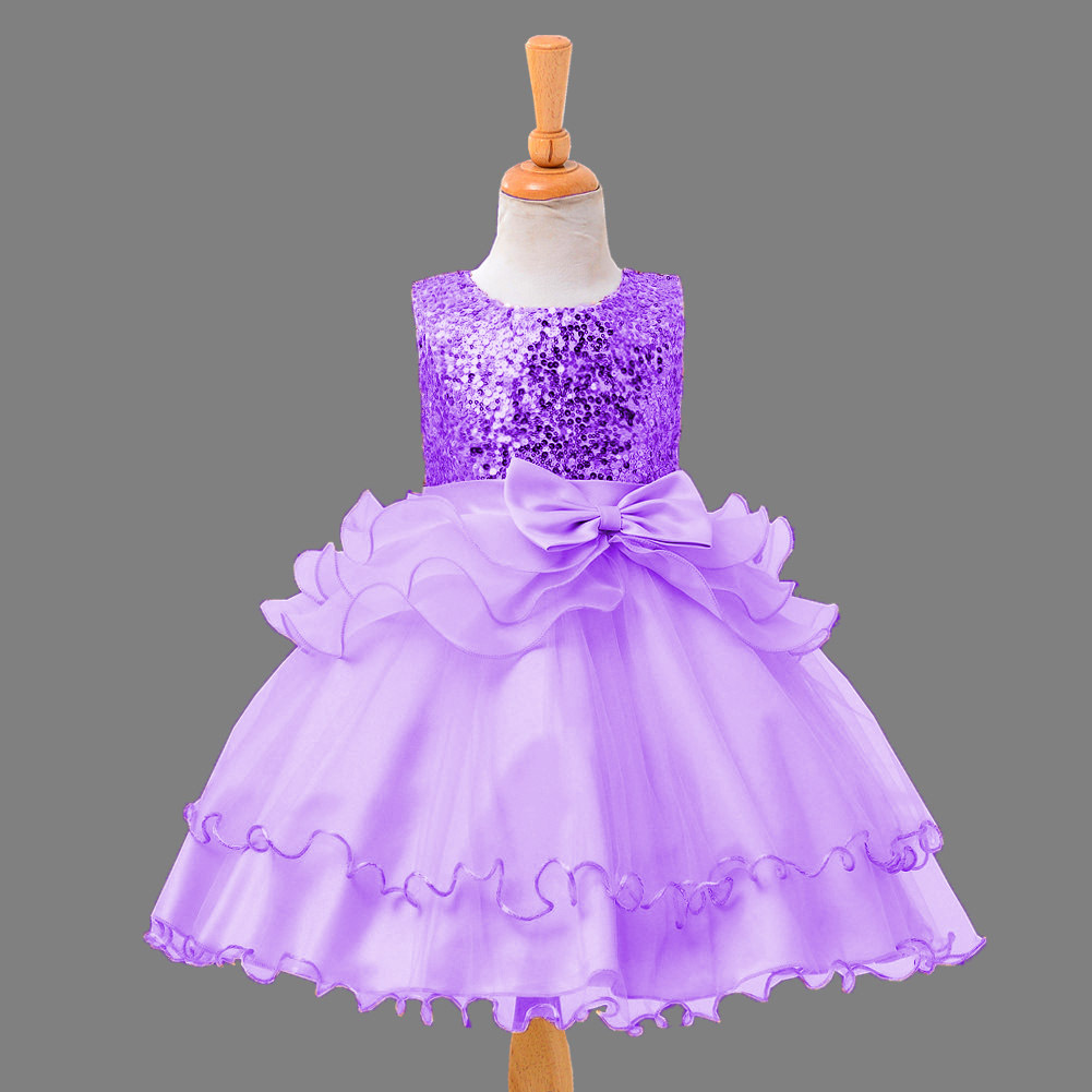 Girls Bridesmaid Flower Party Sequin Wedding Princess Dresses - MomyMall