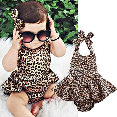 Cute Sleeveless Full Leopard Printed Baby Romper - MomyMall