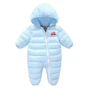 Newborn Baby Winter Jumpsuit Overalls Warm Romper - MomyMall Light blue / 6-9M