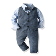 Long-sleeved Grey Formal Baby Boy Formal 2 Pcs Set Suits